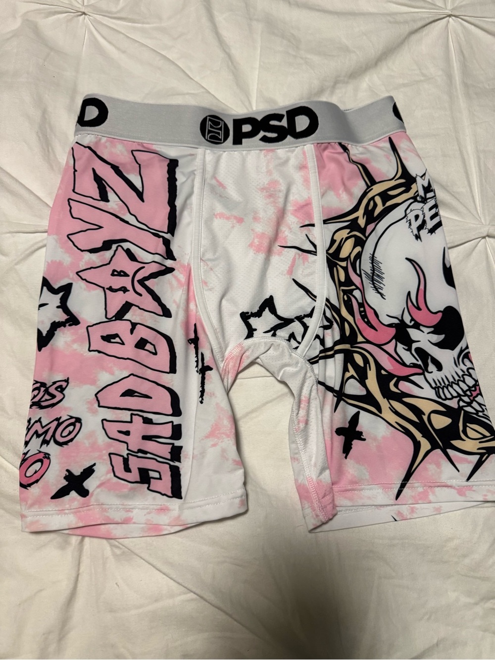 PSD White & Pink Graphic Skull Boxer Briefs sz M new